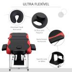 Marquesa de Massagem Dobrável e Portátil com Altura Ajustável e Apoio para a Cabeça 210x81x62 - 85 cm Vermelho e Preto