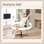 Cadeira de Escritório com Apoios de Braço Rebatíveis Assento Altura Ajustável Função Basculante 76x70x85 - 97 cm Creme