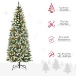 Árvore de Natal Nevada Artificial 180cm com 300 Luzes LED Branco Quente 618 Ramos Ignífugos de PVC Decorações Incluidadas e Base Dobrável Ø65x180cm Verde