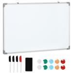 Quadro Magnético com Estrutura de Liga de Alumínio 90x60 cm Apagador 4 Marcadores e 10 Ímás para Escritório Casa Branco
