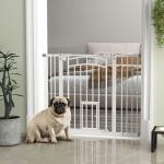 Barreira de Segurança para Cães 74 - 100 cm com Extensão Montagem a Pressão e Duplo Bloqueio para Porta Escada Branco