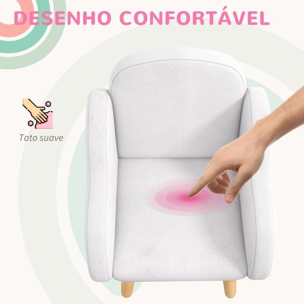 Poltrona para Crianças em Forma de Nuvem com Tato Suave para Crianças de 1,5 - 5 Anos Carga Máxima 40 kg 46x51x55 cm Branco