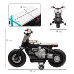 Mota Elétrica Infantil 6V com Farol Música Buzina Velocidade 3km/h Avance e Retrocesso 86x44x58cm Preto e Branco