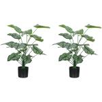 Conjunto de 2 Plantas Artificiais Decorativas 65 cm Plantas Artificiais com Vaso e Folhas para Interior Verde