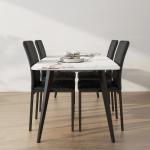 Conjunto de 4 Cadeiras de Sala de Jantar Estofadas com Pés de Metal Cadeiras Modernas 41x50x91 cm Preto