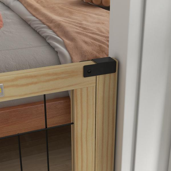 Barreira de Segurança para Cães Extensível de 2 Painéis e Pés de Apoio Triangular 112 - 159x44x70 cm Madeira