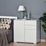 Aparador Auxiliar com 2 Portas 2 Gavetas e Prateleira Ajustável Abertura a Pressão Móvel Organizador de Armazenamento para Dormitório Sala de Estar 79x36x74cm Branco