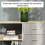 Cómoda de Estilo Industrial com Gavetas de Tecido Dobráveis e 2 Prateleiras 80x29x71 cm Madeira e Cinza Claro