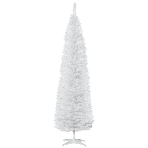 Árvore de Natal Artificial 210 cm Ignífugo com 199 Ramos de PVC Decoração de Natal para Interiores Branco