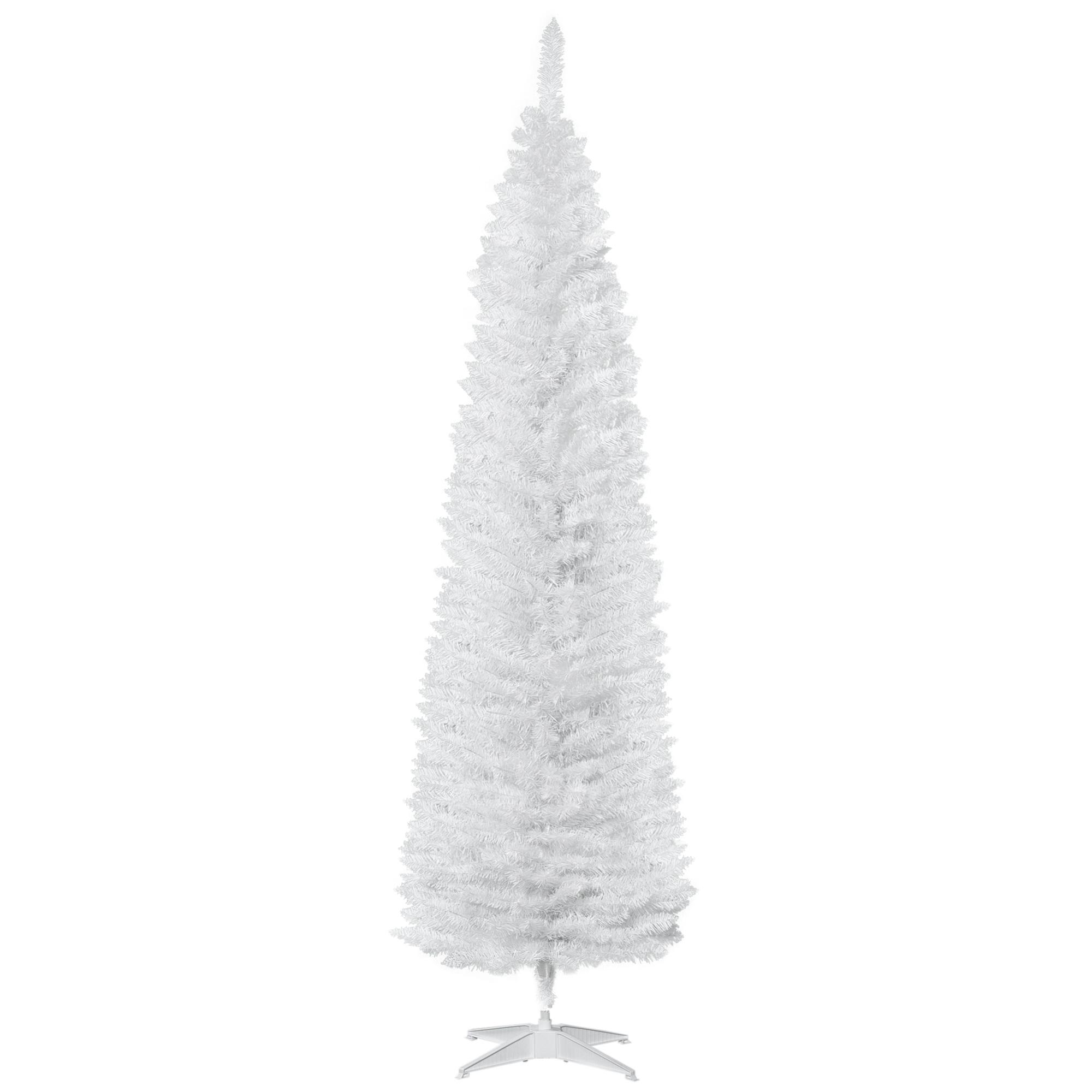 Árvore de Natal Artificial 210 cm Ignífugo com 199 Ramos de PVC Decoração de Natal para Interiores Branco
