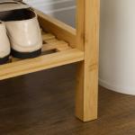 Banco Sapateira de Bambu com Assento Estofado para 3 Pares de Sapatos e Prateleira de 90x30x46 cm Madeira
