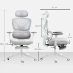 Cadeira de Escritório de Malha Reclinável com Apoio para a Cabeça Ajustável e Altura Regulável 71x70x109 - 119 cm Cinza