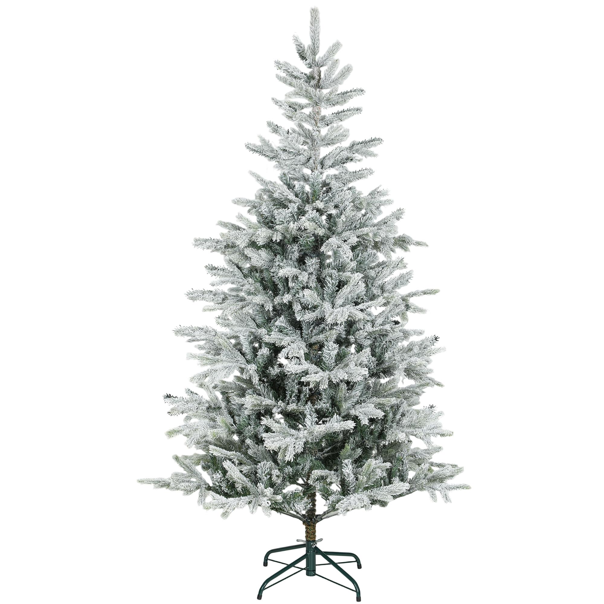 Árvore de Natal Artificial 180 cm Árvore de Natal Nevada com 1207 Ramos Base Dobrável e Fácil de Montar Verde