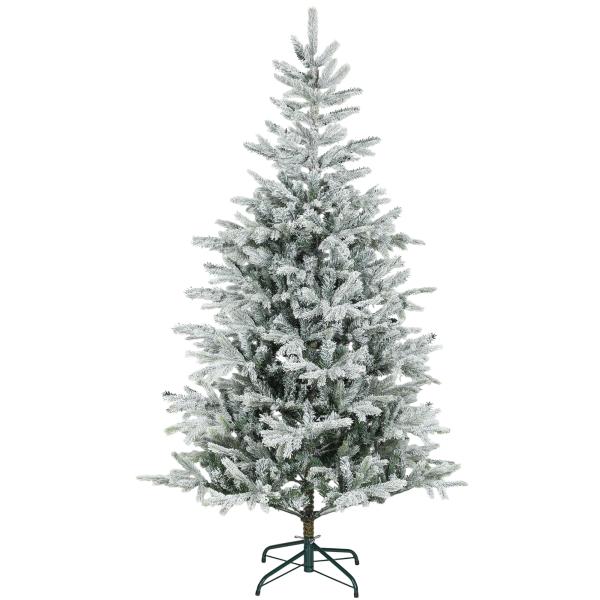 Árvore de Natal Artificial 180 cm Árvore de Natal Nevada com 1207 Ramos Base Dobrável e Fácil de Montar Verde