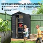 Abrigo de Jardim 1,09 m² 128x104x196 cm com Base Porta com Fechadura Janela e Ventilação, Cinzento Escuro