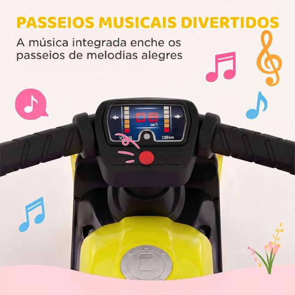 Bicicleta sem Pedais Tipo Mota com Música e Rodas Extra Largas para Crianças 18 - 36 Meses Verde