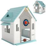 Casa de Brincar para Crianças 5 em 1 Casa de Jardim com Lançamento de Anéis Basquetebol Futebol Dardos 132x118x124 cm B