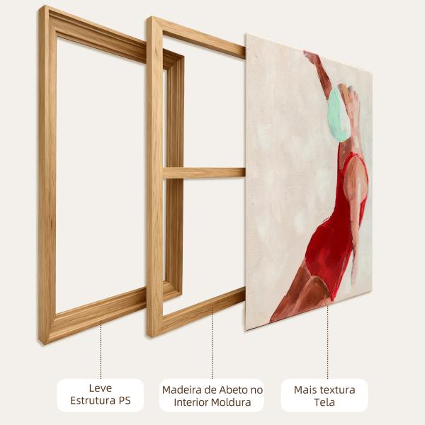 Pinturas em Tela de Figuras Dinâmicas à Mão 40x40 cm 2 Peças Pinturas de Arte de Parede Emolduradas Decoração Moderna Vermelho