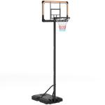 Tabela de Basquetebol de Exterior com Altura Ajustável 235 - 264 cm Suporte para Bola Rodas e Base Recarregável Preto