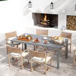 Mesa de Jardim Extensível Mesa de Terraço Retangular para 6 - 8 Pessoas Capacidade 50 kg 180/240x94x73 cm Cinza Escuro