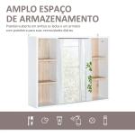 Armário de Espelho com Espaço Interno com Prateleiras Ajustáveis ​​Armário de Banheiro com Prateleiras Abertas 60x14,5x49,4 cm Branco e Carvalho