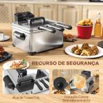 Fritadeira 5 L com Temperatura Ajustável até 190 °C, Janela de Visualização e Temporizador 60 min