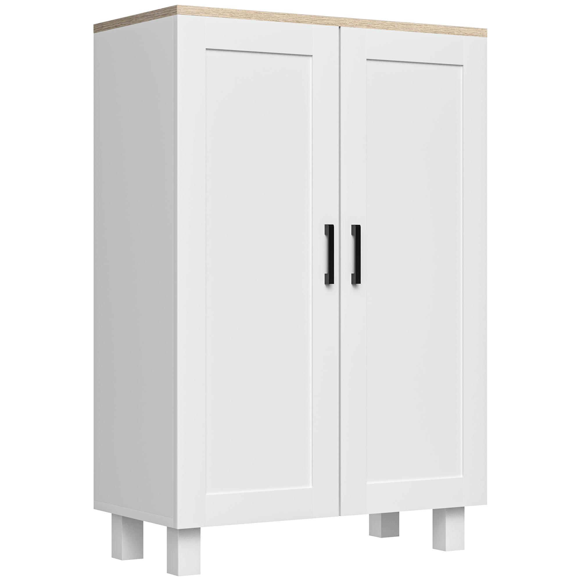 Armário de Sala de Estar Moderno Armário de Armazenamento com 2 Portas Prateleira Ajustável e Base Elevada 60x30x90 cm Branco
