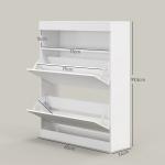 Móvel Sapateira de Entrada com Luzes LED Prateleira Aberta e 2 Gavetas Basculantes para 12 - 16 Pares 80x24x99,5 cm Branco Brilhante