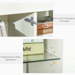 Aparador Moderno com Luzes LED Móvel Buffet com 1 Porta com Fechamento a Pressão e Prateleiras Ajustáveis Controle Remoto 97x35x83cm Branco