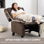 Poltrona Reclinável Manual Poltrona de Couro Sintético com Acolchoamento Espesso até 135º p84x85x104 cm Marrom