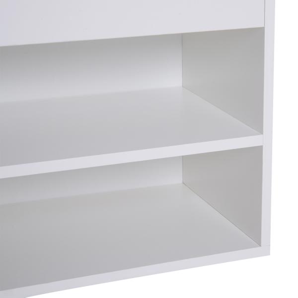 Banco Sapateira com Armazenamento Gaveta Prateleira e Assento Acolchoado para Entrada Estilo Moderno 80x30x47cm Branco