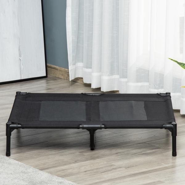 Cama Elevada para Cães Cama de Animais de Estimação com Malha Transpirável e Tecido Oxford para Exterior 92x76x18 cm Preto