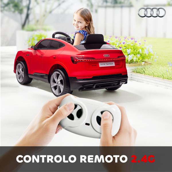 Carro Elétrico Audi E - Tron 12V para Crianças acima de 3 Anos com Controle Remoto Faróis Buzina Música MP3 TF USB e Abertura da Porta 3 - 8km/h 108x60x47cm Vermelho