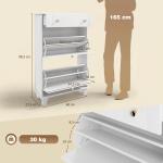 Sapateira Branca Móvel Sapateira Estreita com 2 Portas e 1 Gaveta para 8 Pares de Sapatos 60x23,5x98,5 cm Branco