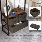 Suporte para Cabides com 3 Gavetas de Tecido Barra para Pendurar e Prateleira para Entrada Quarto 58,5x30x178 cm Castanho Rústico