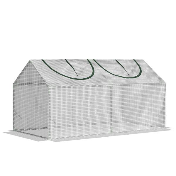 Estufa 119x60x60cm Estufa de Jardim com 2 Janelas Enroláveis para Cultivo de Plantas Verduras Flores Branco Translúcido