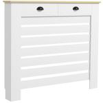 Cobertura para Radiador com Gavetas Cobertura para Radiador de MDF para Sala de Estar Dormitório Corredor 111x19x95,5 cm Branco