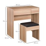 Toucador de Maquilhagem com Branco e Tampa Dobrável Mesa de Maquilhagem com Compartimentos e Gaveta 80x40x79cm Madeira