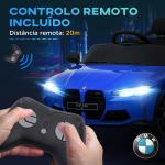 Carro Elétrico para Crianças BMW M4 12V com Controlo Remoto Faróis Buzina Música e Velocidade 3 - 5 km/h 108x69,5x51 cm Azul