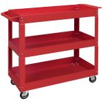 Carrinho de Ferramentas com Rodas 3 Prateleiras de Armazenamento e Alça Lateral 83x35,3x76 cm Vermelho