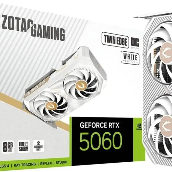 Placa Gráfica Gaming NVIDIA GeForce RTX 5060 Blackwell Twin Edge OC White 8GB GDDR7 DLSS4 - ZOTAC