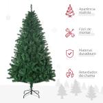 Árvore de Natal 180 cm com 1000 Ramos de PVC e Suporte de Aço Decoração de Natal para Interior Verde