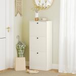Sapateira Estreita com 3 Portas Sapateira para Entrada com Prateleiras Ajustáveis para 12 Pares de Sapatos 47x28x115 cm Branco