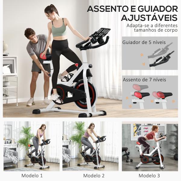 Bicicleta Ergométrica com Tela LCD Sela Ajustável Volante 8 kg para Escritório Branco
