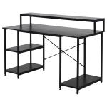Mesa para Computador com Prateleiras Pés Ajustáveis ​​Moldura de Metal 140x60x93 cm