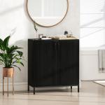 Aparador para Sala de Estar Moderno com Prateleira Ajustável e Base Elevada 80x40x90 cm Preto