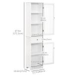 Armário Alto para Casa de Banho Móvel Auxiliar de Banheiro de Estilo Moderno com 2 Portas Prateleiras Ajustáveis e 1 Gaveta 40x27x171,5cm Branco
