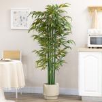 Planta Artificial Bambu Artificial para Interiores e Exteriores Decoração de Sala de Estar Escritório Ø17x180 cm Verde