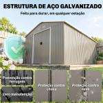 Abrigo de Jardim 340x386x200 cm 13,1 m² Abrigo de Exterior de Aço com Portas de Correr e Ventilações Cinza Claro