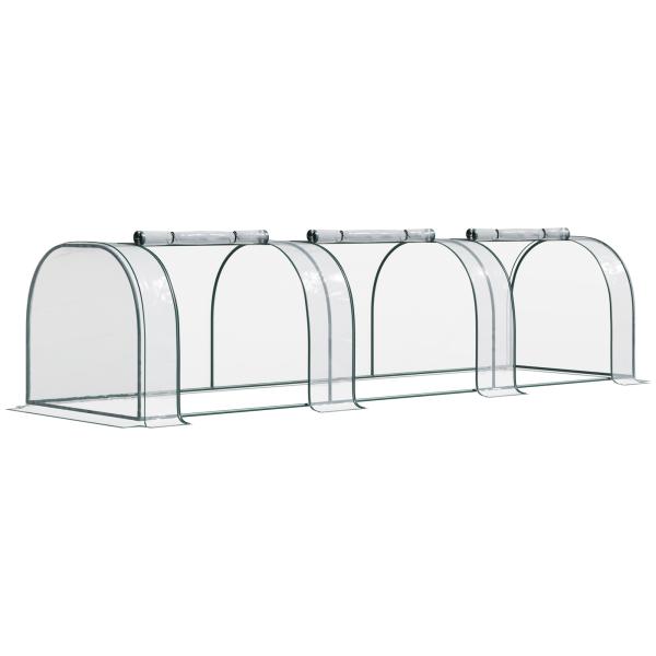 Estufa para Jardim Estufa Pequena para Cultivo de Plantas com 3 Janelas 350x100x80 cm Transparente e Verde